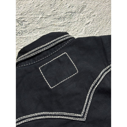 True Religion denim jacket black white thick stitching