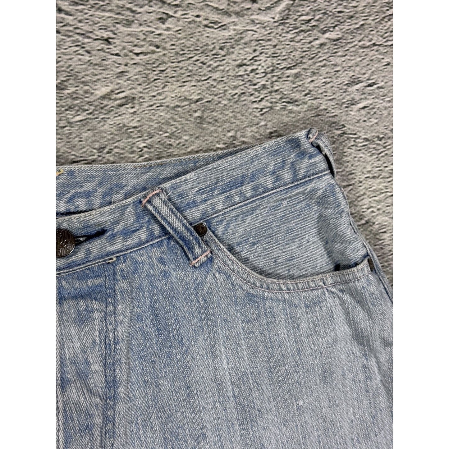 Evisu Yamane jorts light blue Y2K shorts denim white gull