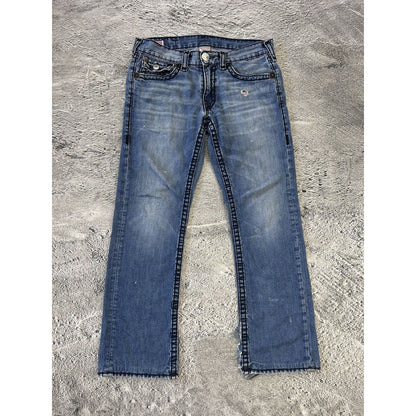 True Religion jeans blue black stitching Ricky Y2K