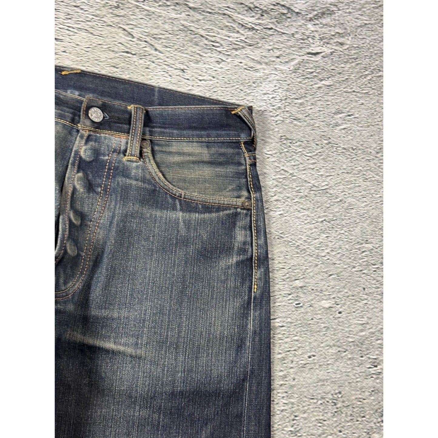 Evisu jeans white daicock big logo blue selvedge denim