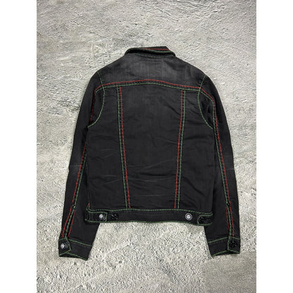 True Religion denim jacket trucker black green red