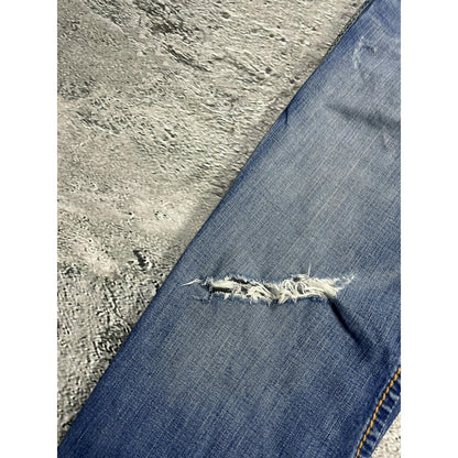 True Religion vintage jeans blue thick stitching orange Y2K