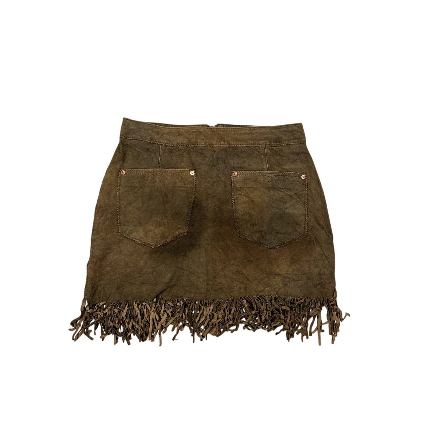 Diesel leather mini skirt goatskin brown Y2K avantgarde