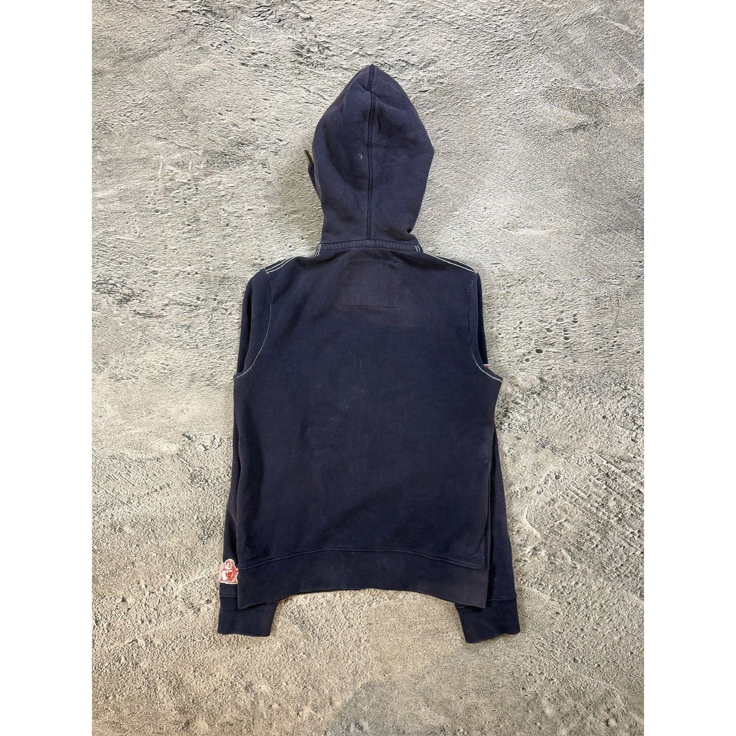 True Religion zip hoodie vintage navy contrast stitching Y2K