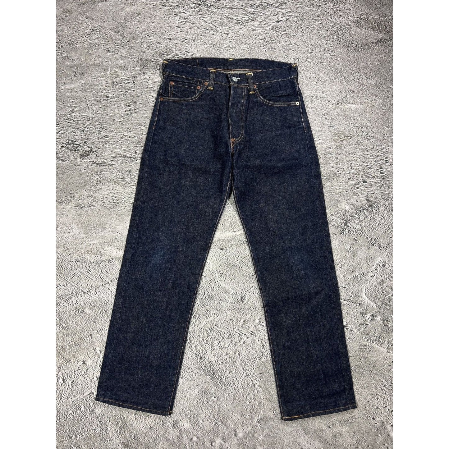 Evisu jeans vintage dark navy selvedge denim white seagull