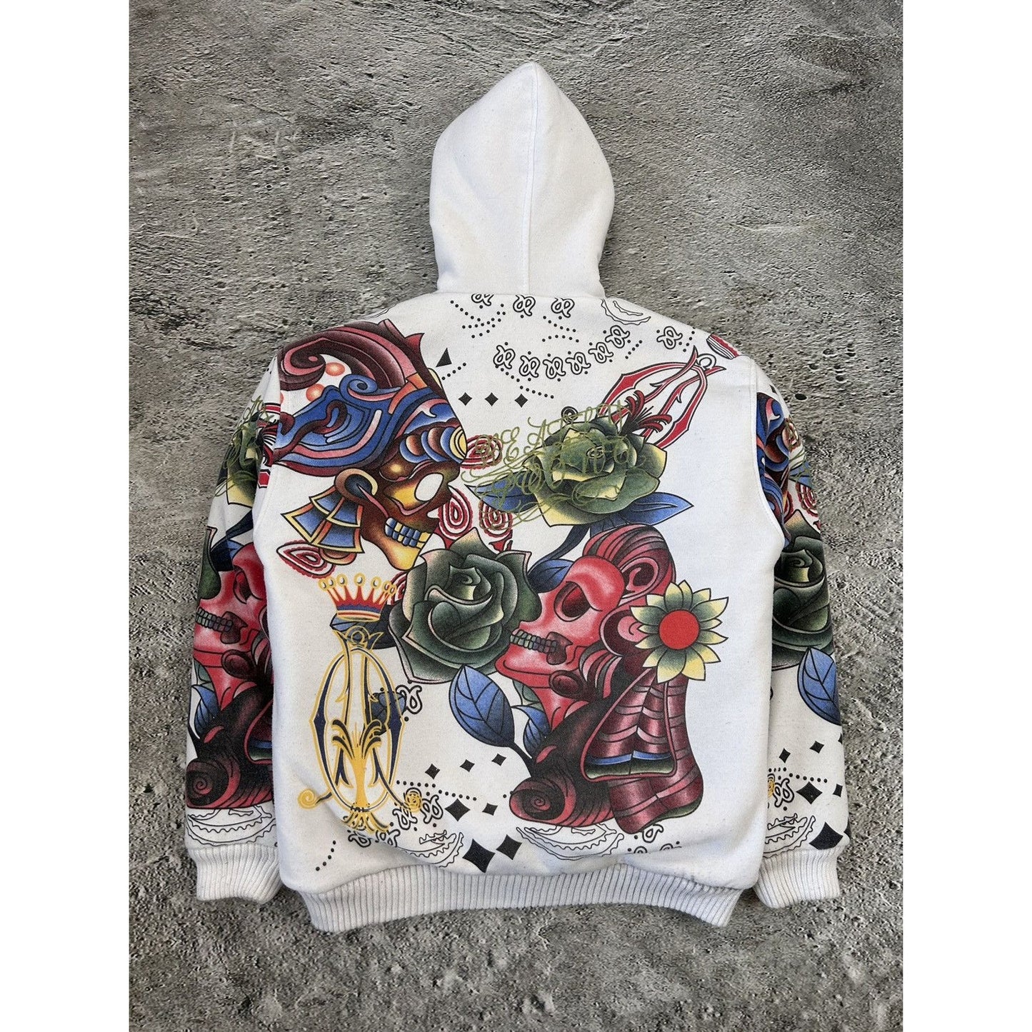 Really Point Y2K vintage zip hoodie white fur Ed Hardy