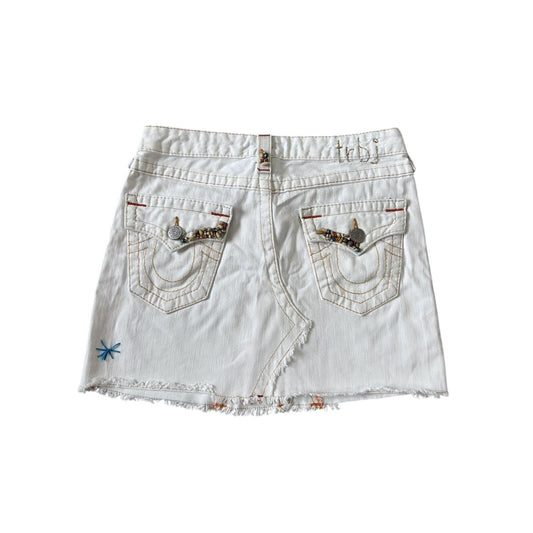 True Religion vintage mini skirt denim white