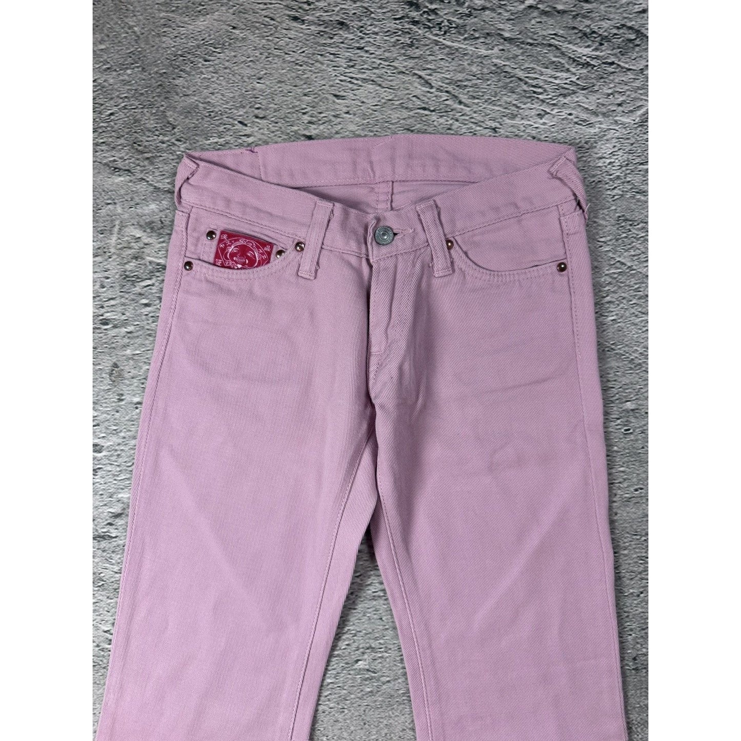 Evisu Donna Pink jeans bootcut flared seagull embroidery