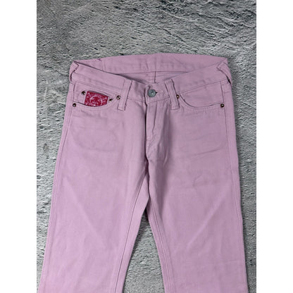 Evisu Donna Pink jeans bootcut flared seagull embroidery