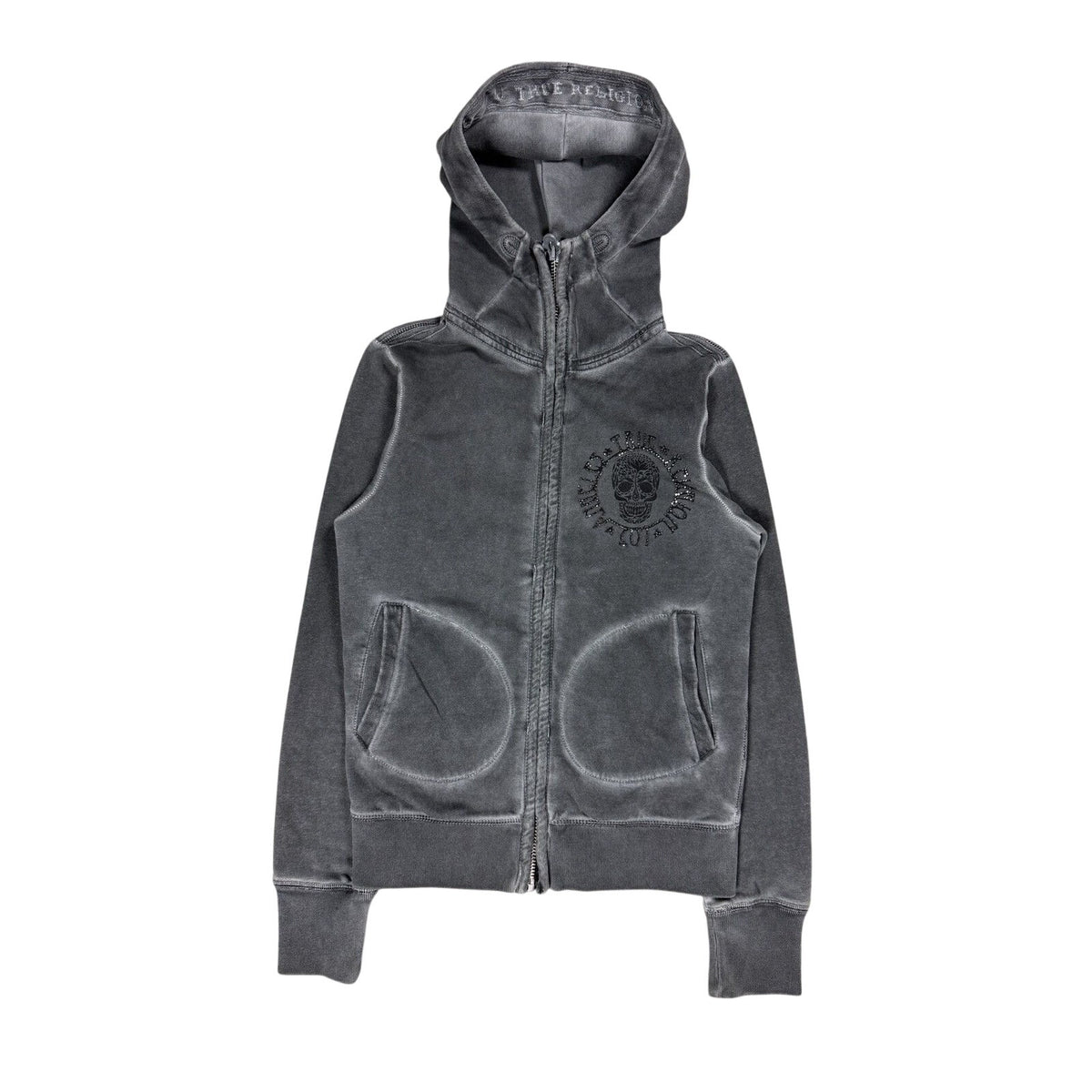 True Religion zip hoodie vintage skull rhinestones