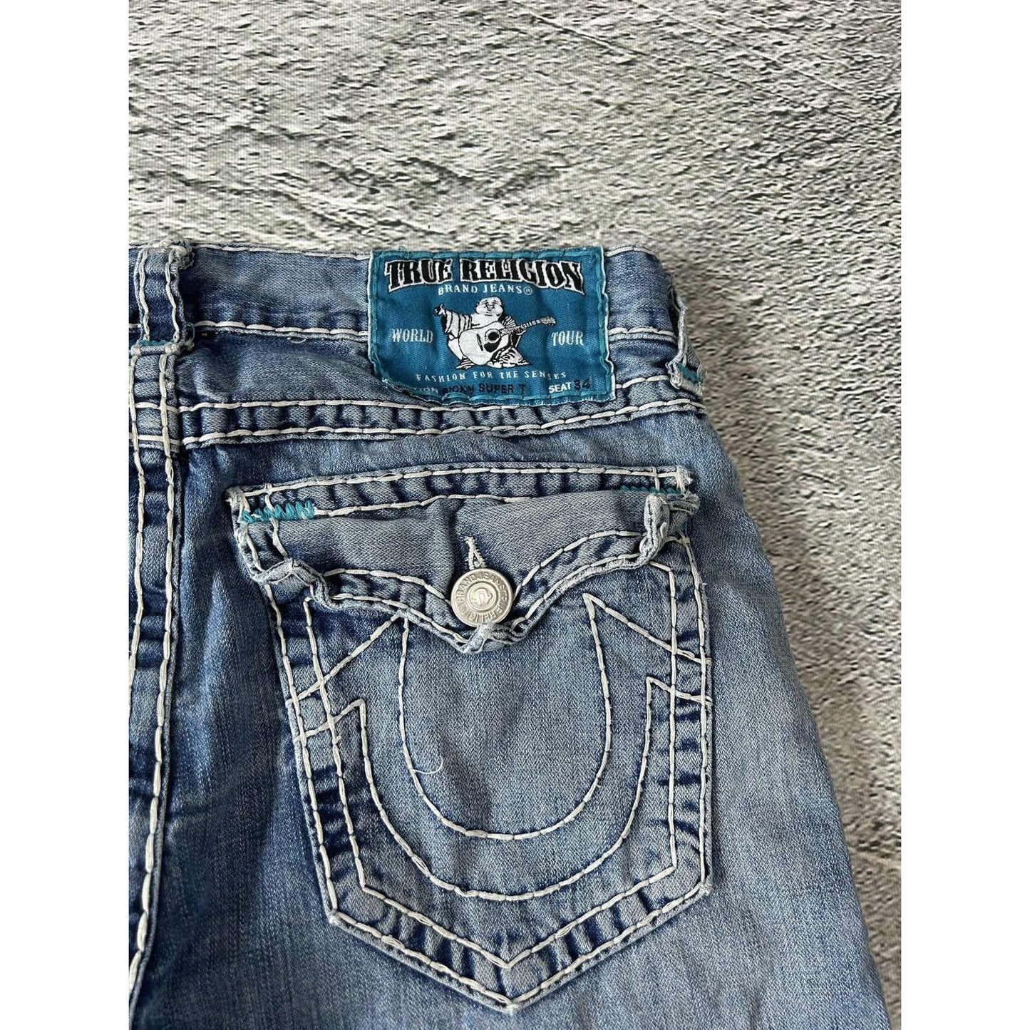 True Religion vintage blue jeans Ricky thick stitching Y2K