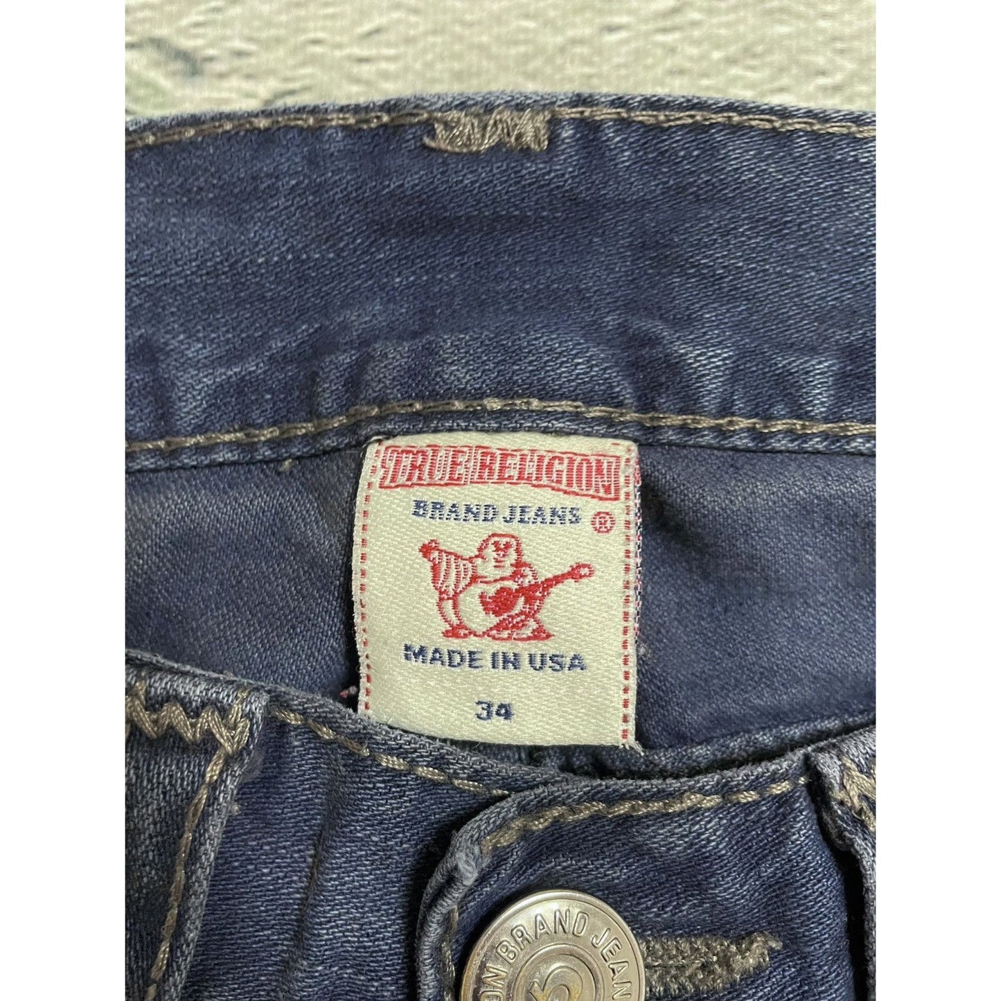 True Religion Billy blue jeans Black thick stitching Y2K