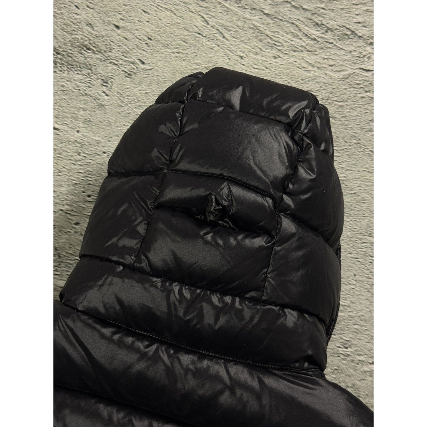 Moncler puffer jacket black hooded sample