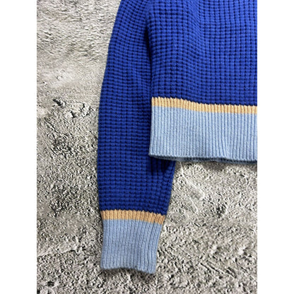 Marni Uniqlo Popcorn Knit V-neck Sweater blue