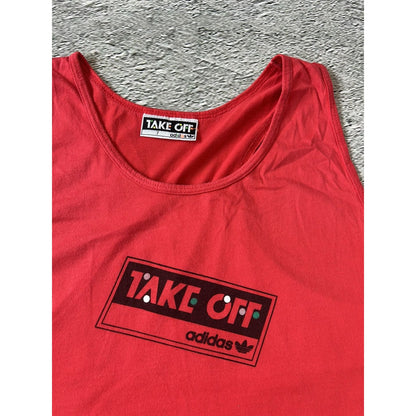 adidas take off tank top red sleeveless vintage