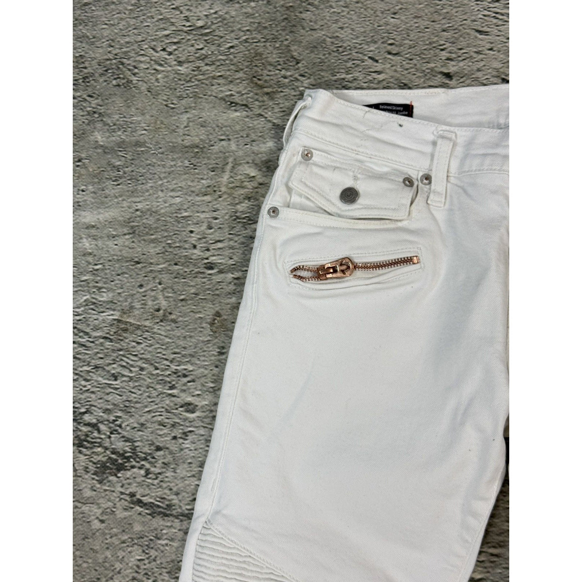 True Religion jeans biker rocco white washed Y2K slim skinny