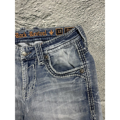 Rock Revival vintage light blue jeans Y2K Marcin white stitching