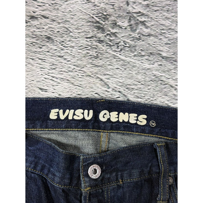 Evisu Genes jeans vintage raw denim blue painted seagull Y2K