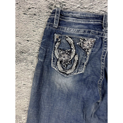 Miss Me flared bootcut white stitching denim vintage y2k