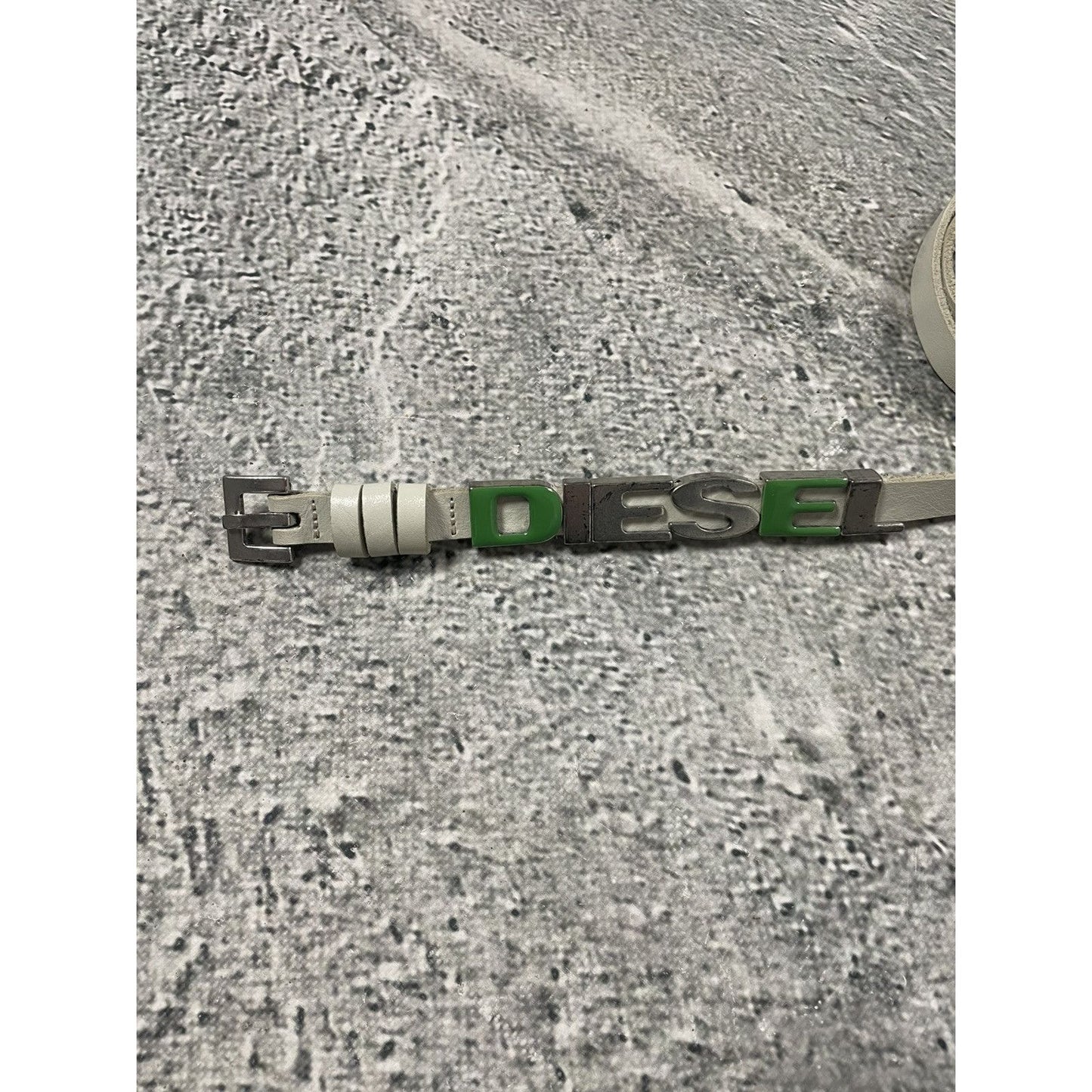 Diesel leather belt multicolour moving letters Y2K white