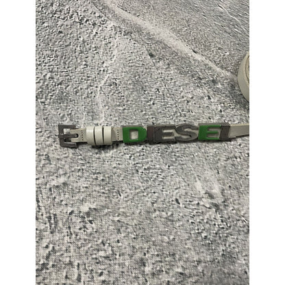 Diesel leather belt multicolour moving letters Y2K white