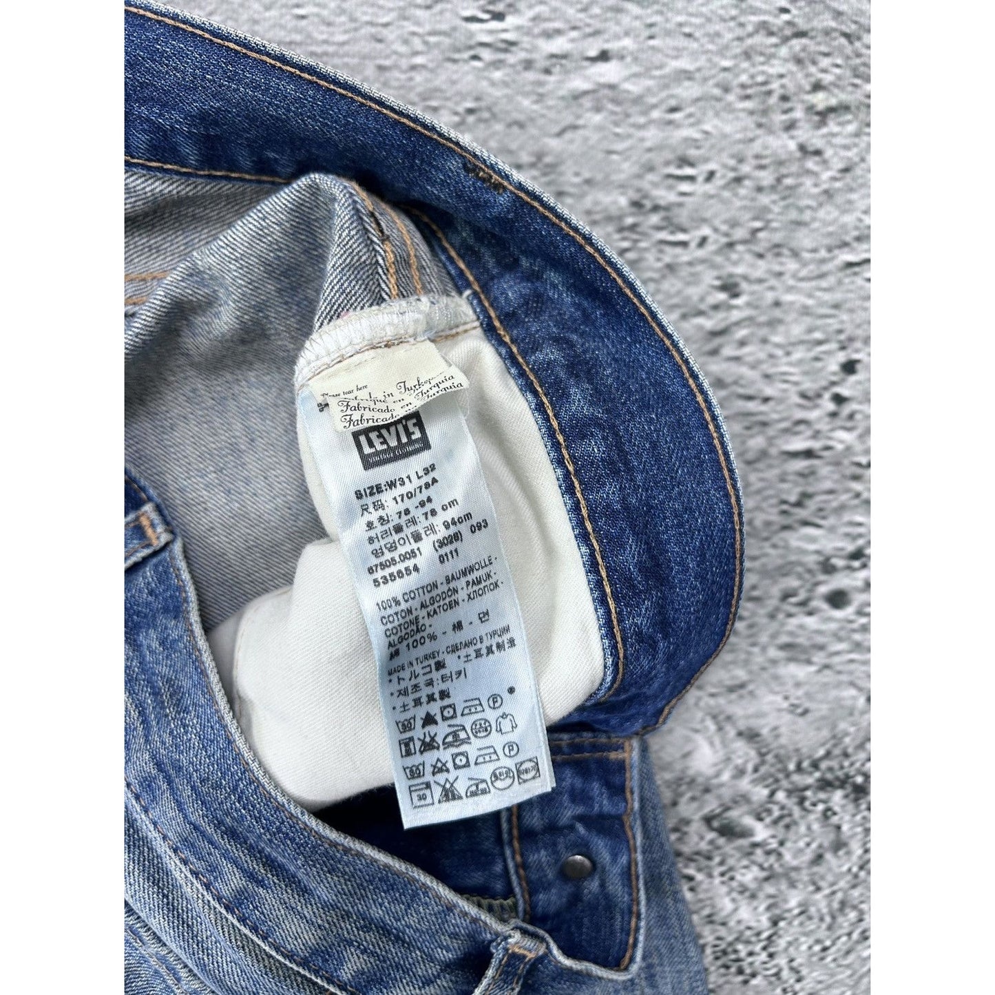 Levis Big E Selvedge Denim Distressed Jeans 505 - 0217