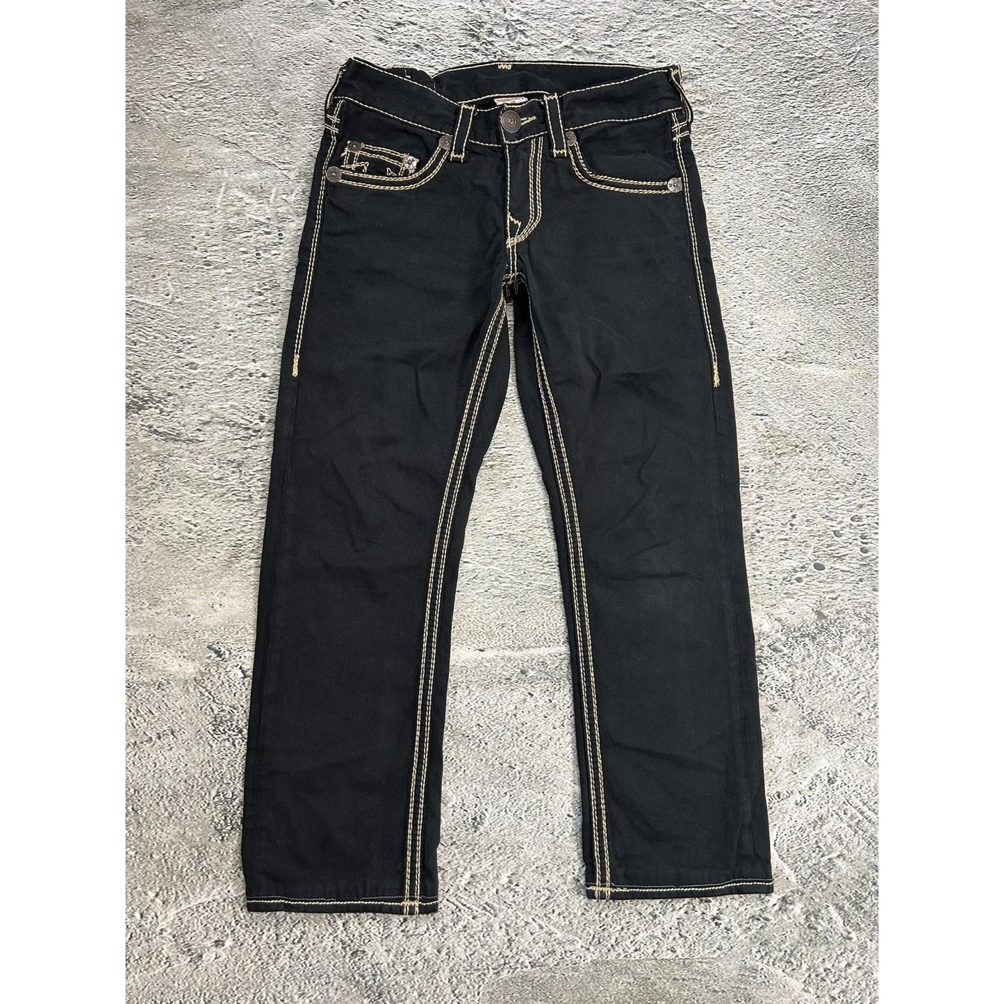 True Religion vintage black jeans denim thick stitching Y2K