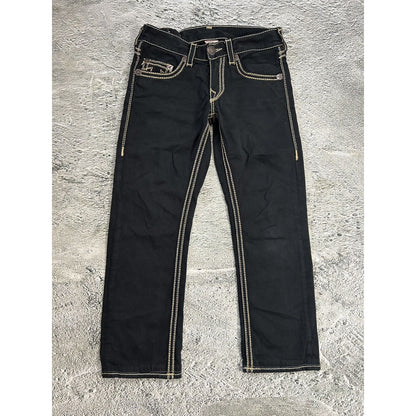 True Religion vintage black jeans denim thick stitching Y2K