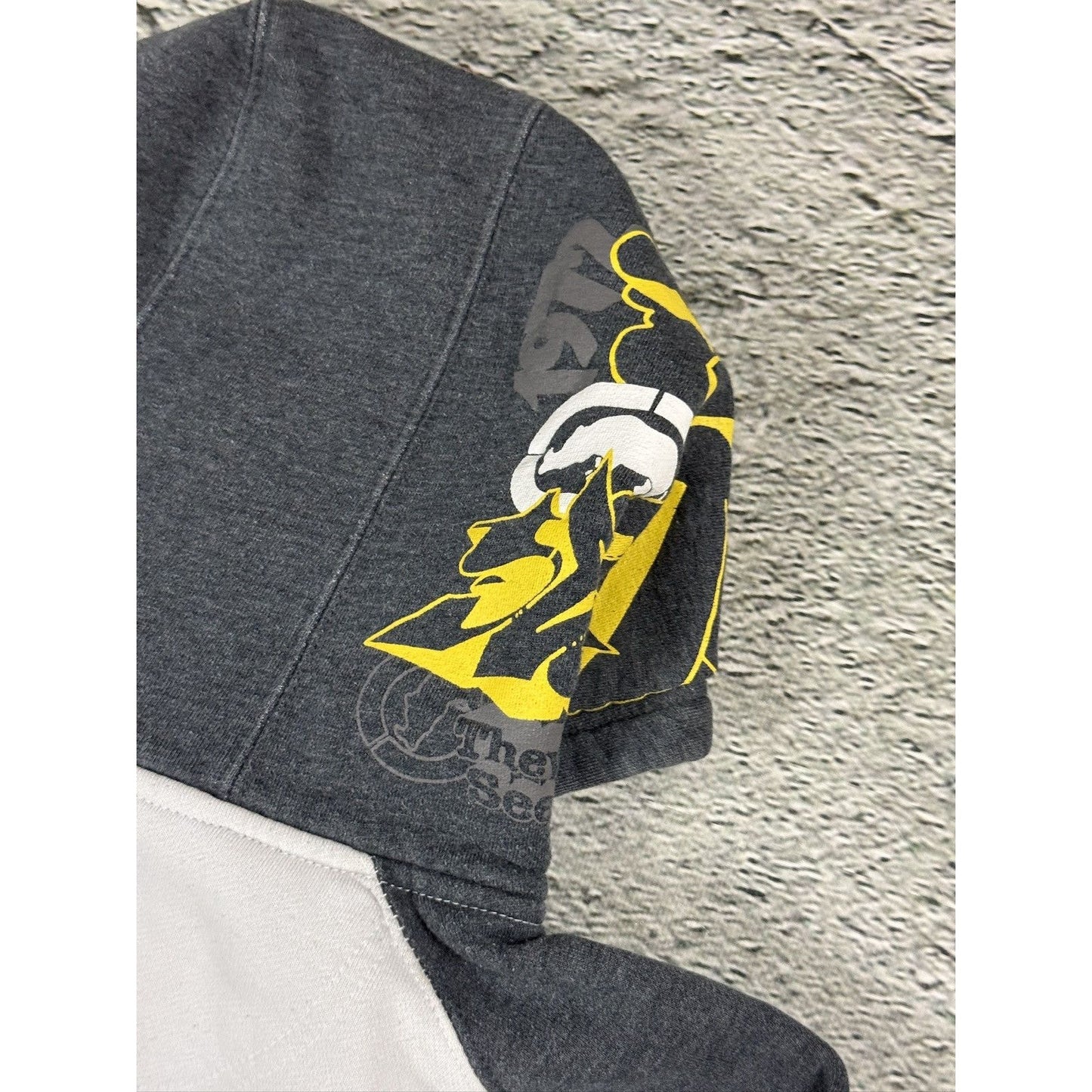 Ecko Unltd vintage zip hoodie white grey yellow big logo Y2K
