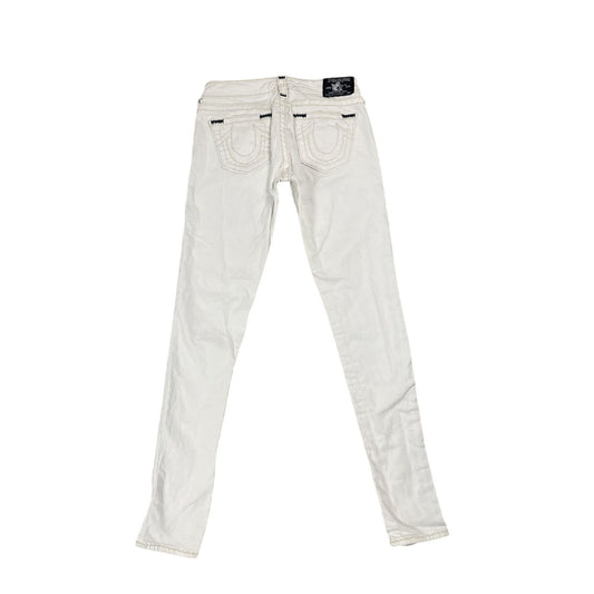 True Religion vintage white jeans black stitching low rise