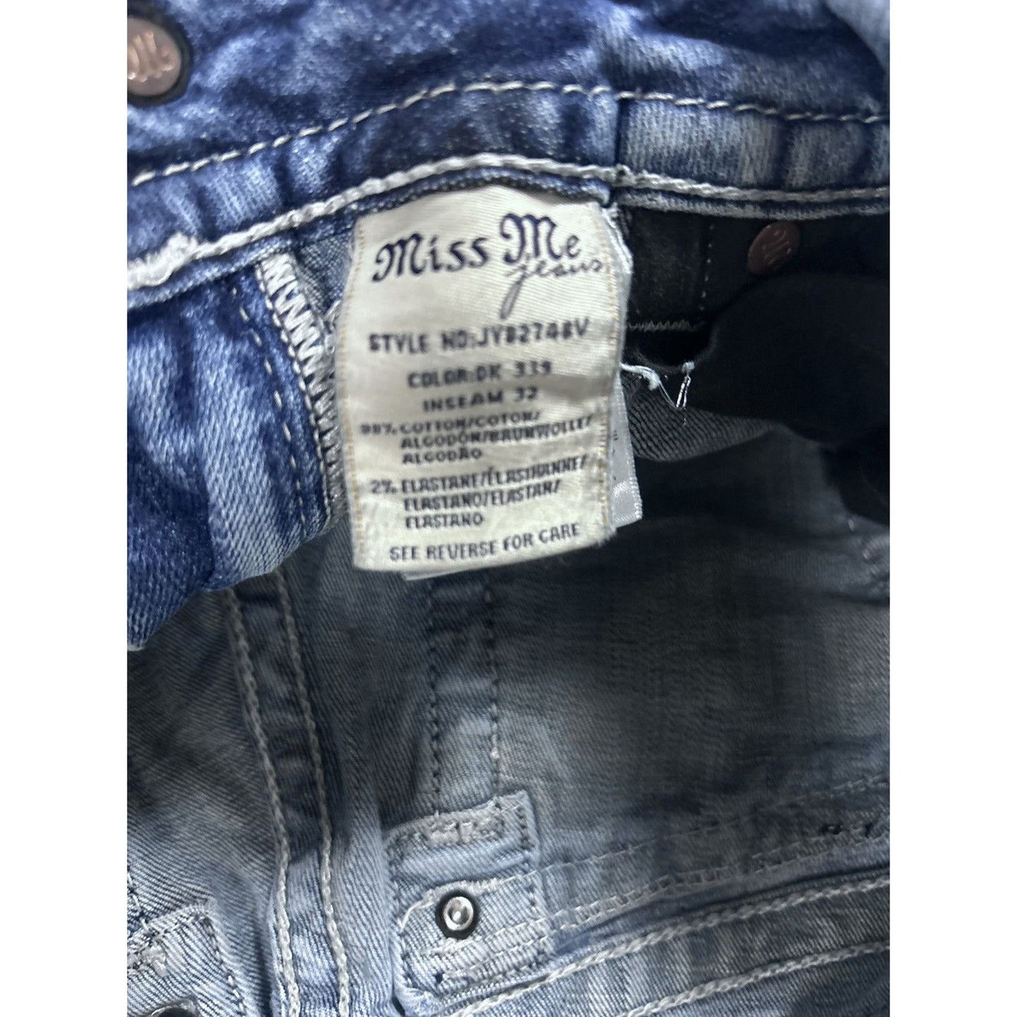 Miss Me flared bootcut white stitching denim vintage y2k