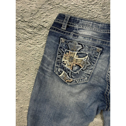 Miss Me flared bootcut white stitching denim vintage y2k