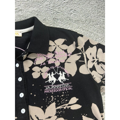 La Martina Polo T-shirt black floral big pony