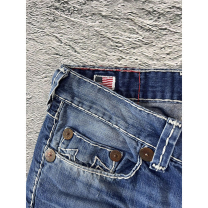 True Religion Blue jeans white thick stitching Bobby