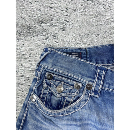 True Religion vintage jeans blue thick stitching Geno Y2K