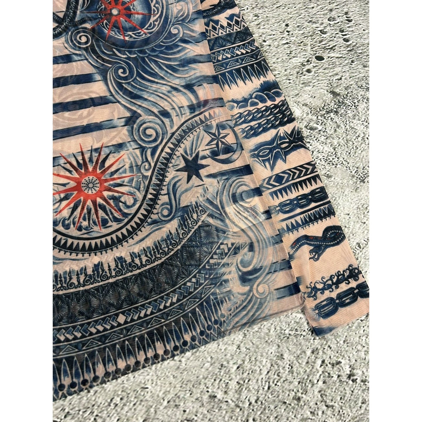 Jean Paul Gaultier Lindex Tattoo Mesh Top longsleeve blouse