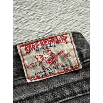 True Religion jeans grey black thick stitching flared Joey