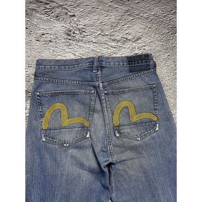 Evisu jeans vintage selvedge denim pants seagulls baby blue