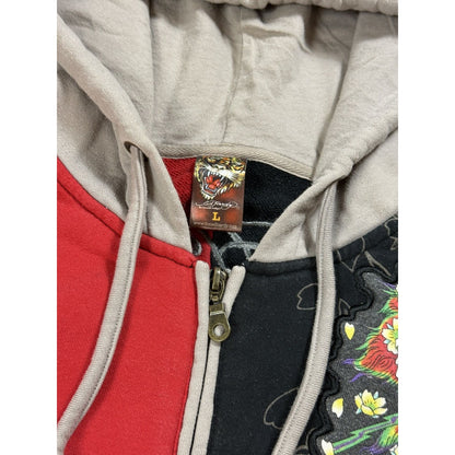 Ed Hardy zip hoodie black red vintage Y2K Christian Audigier