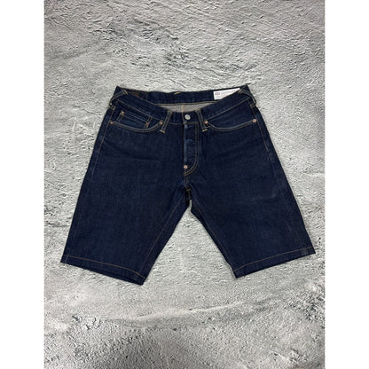 Evisu jorts navy blue shorts denim red seagulls handpainted