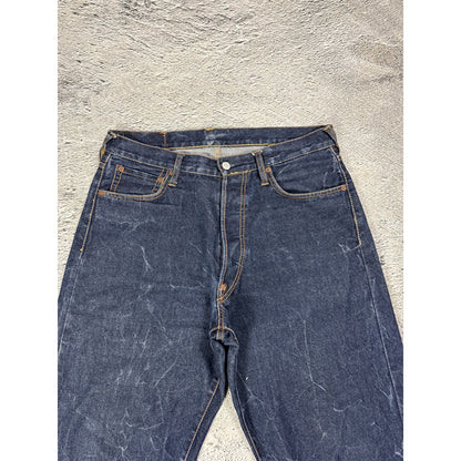 Evisu jeans big logo seagull selvedge denim Y2K navy blue