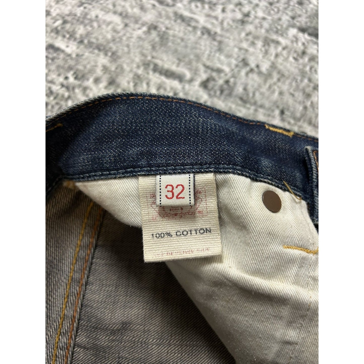Evisu jeans vintage embroidery seagull logo selvedge red