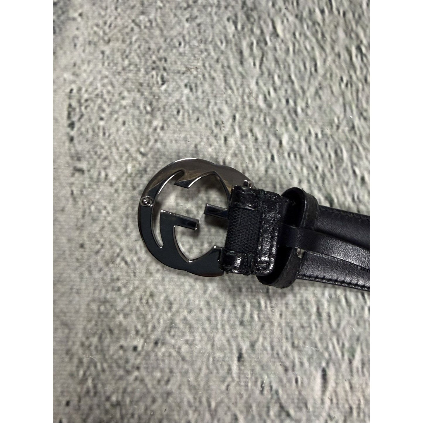 Gucci belt big buckle double G black silver monogram