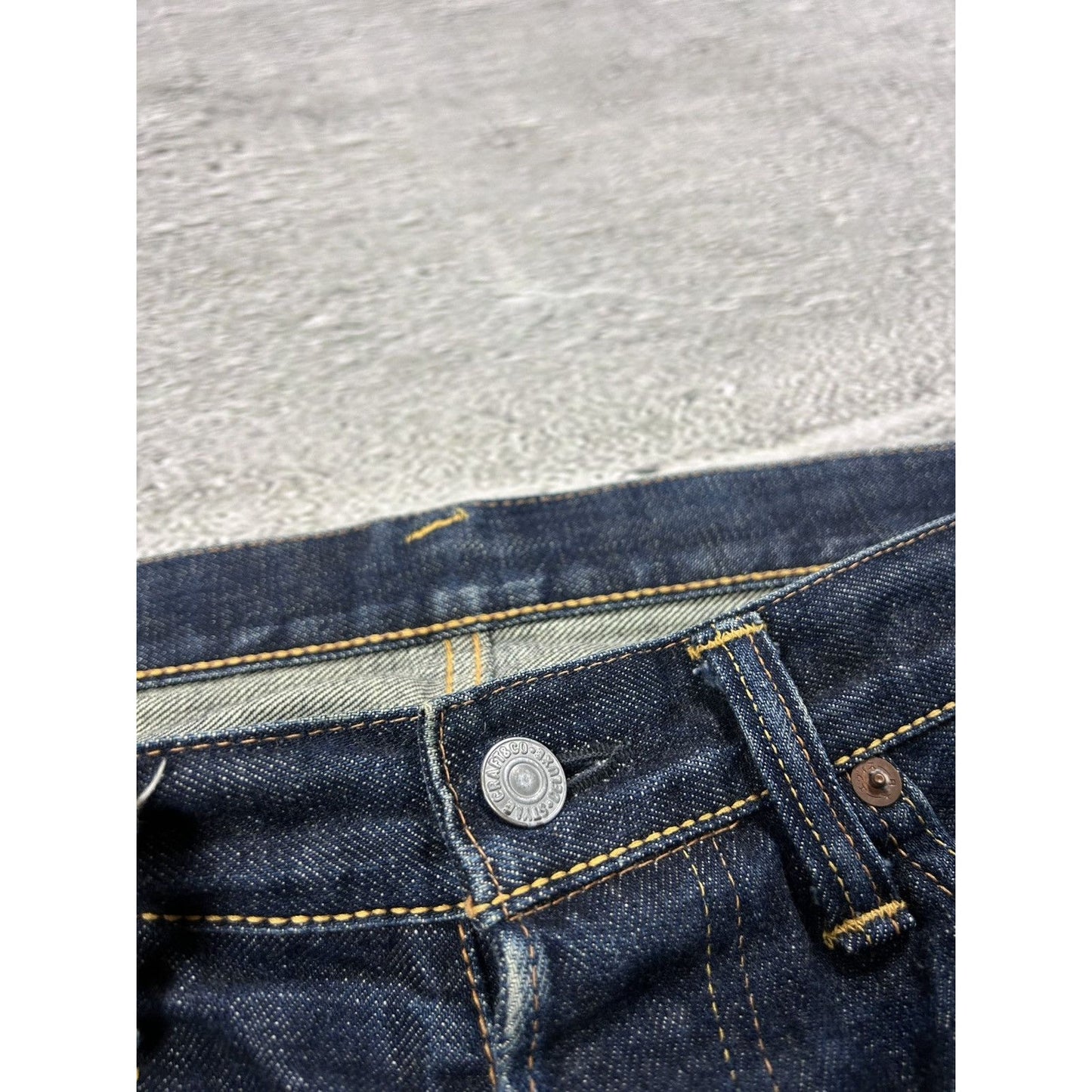 Evisu jeans vintage selvedge black baby blue daicock logo
