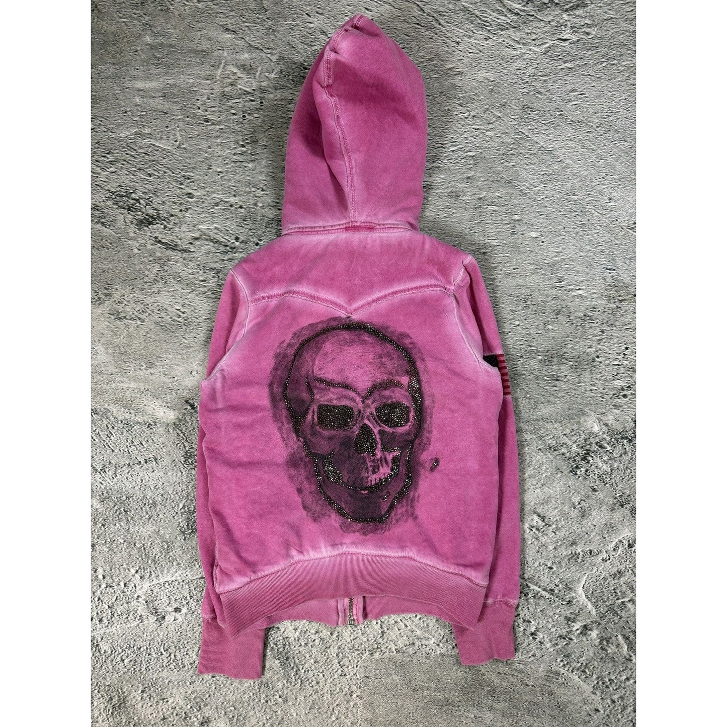 True Religion pink zip hoodie big logo vintage skulls Y2K