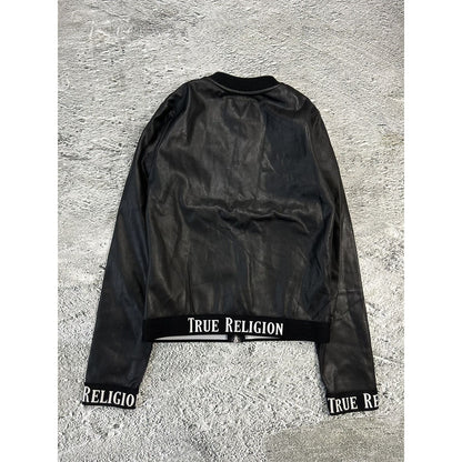 True Religion leather jacket bomber black eco leather