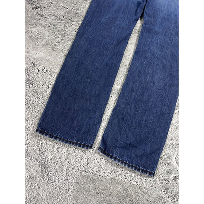 True Religion blue jeans white thick stitching Logan