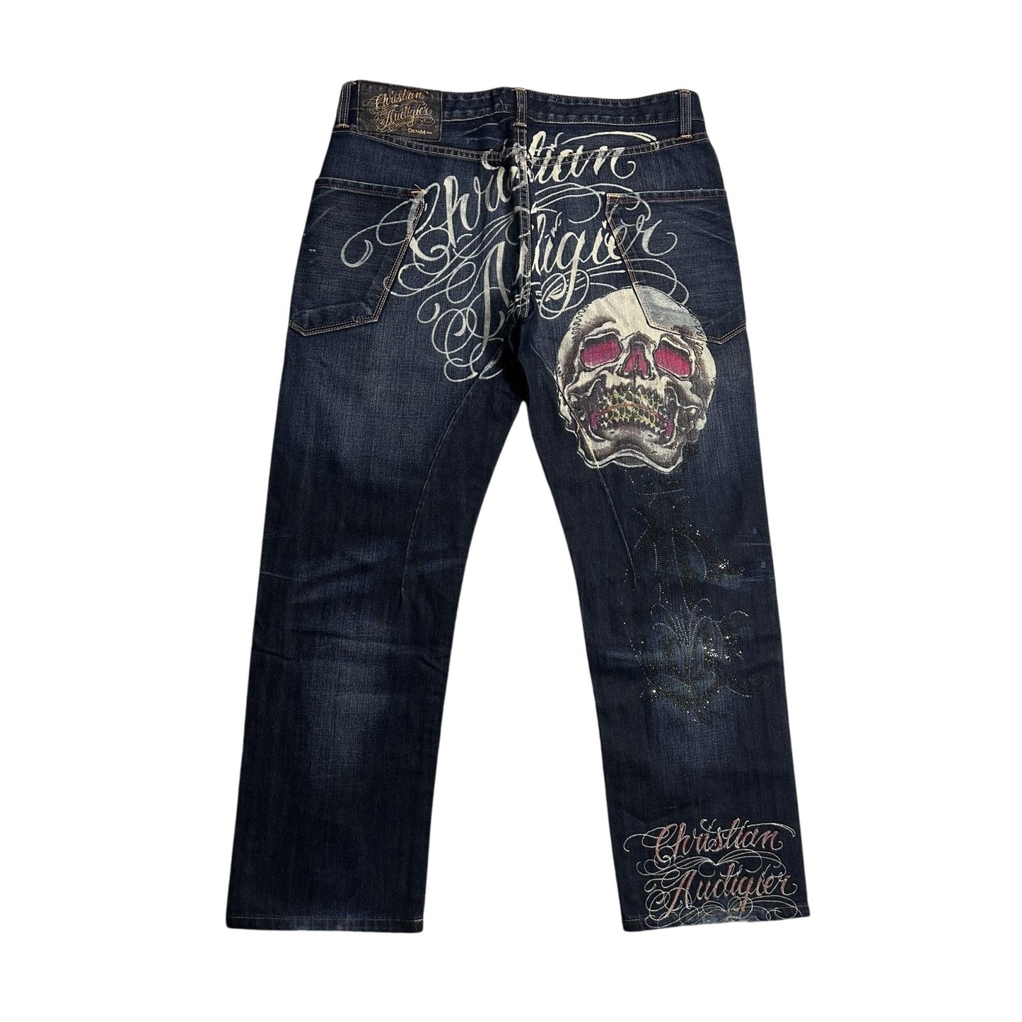 Ed Hardy Christian Audigier vintage jeans big logo pants