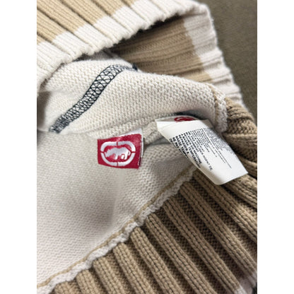 Ecko Unltd vintage zip hooded sweater beige brown big logo