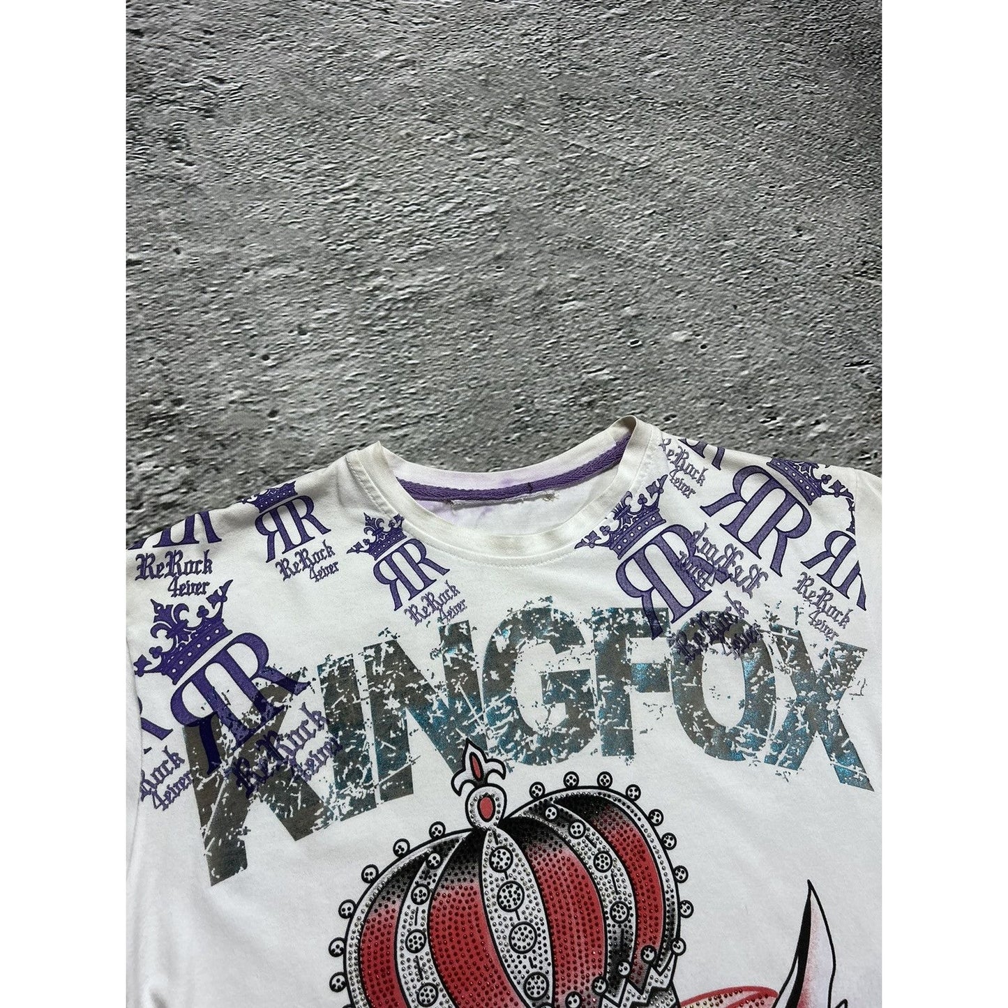 Re Rock Vintage Y2K T-shirt kingfox 4ever rhinestones